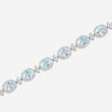 Ina Mar 18K White Gold Oval Aquamarine and Diamond Cluster Tennis Bracelet BR-075318-Aqua