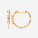 Ina Mar 14K Yellow Gold, Emerald Shape Diamonds Small Hoop Earrings CJ/003113