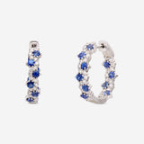 Ina Mar 14K White Gold Sapphire & Diamond Hoop Earrings ER-071295-Sapp