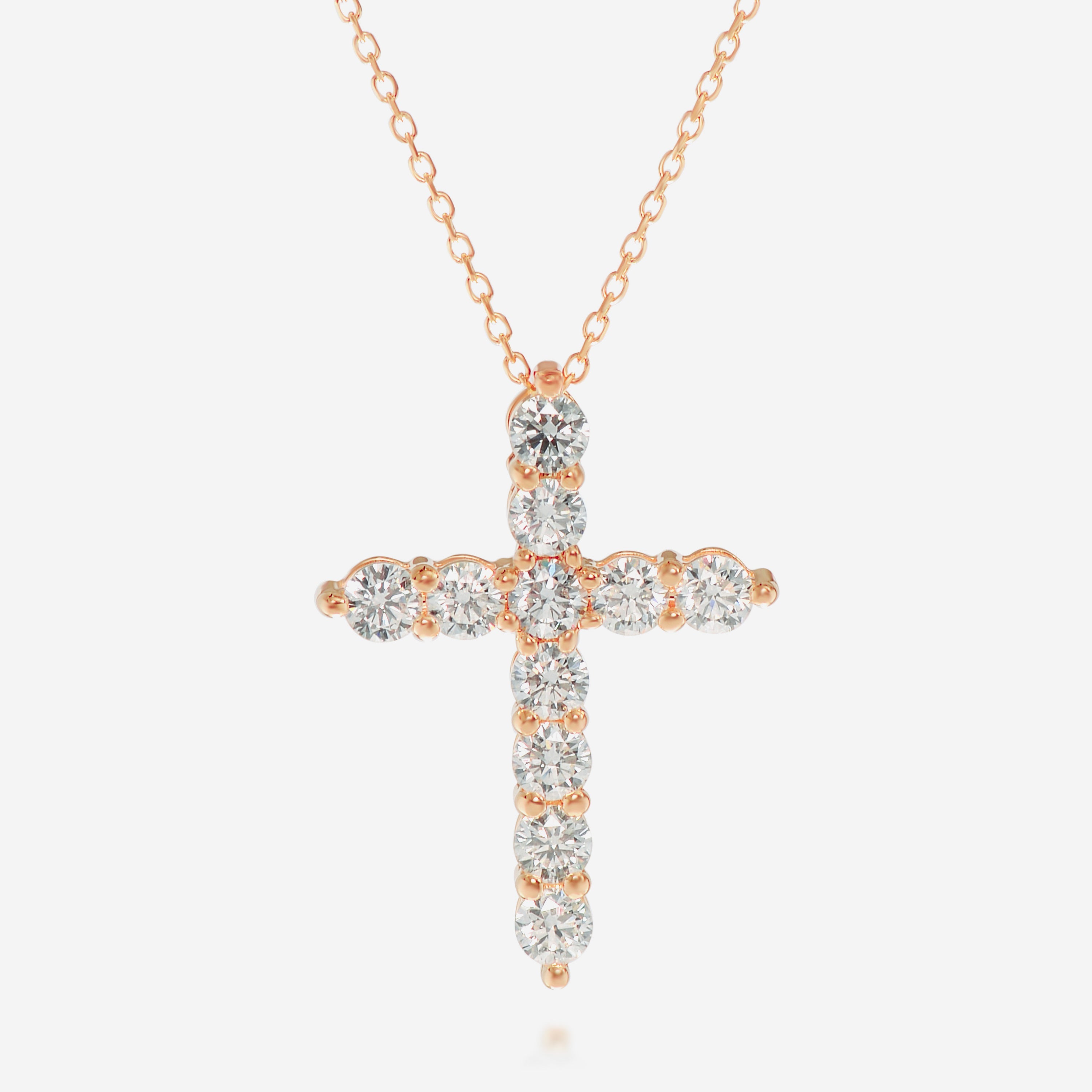 Tresorra 18K Rose Gold Diamond 1.00ct. tw. Cross Pendant K0610P17-RG - THE SOLIST