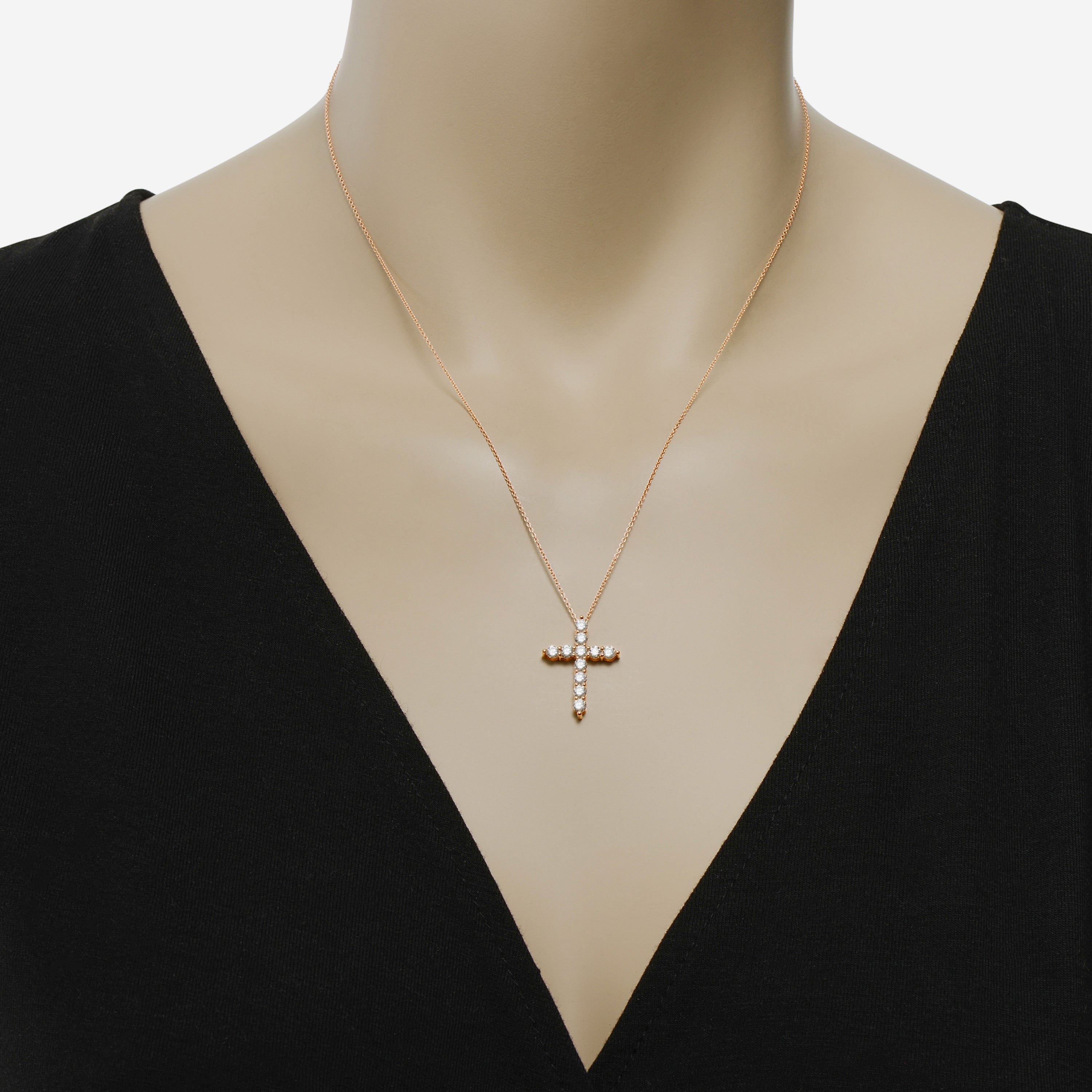 Tresorra 18K Rose Gold Diamond 1.00ct. tw. Cross Pendant K0610P17-RG - THE SOLIST