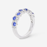 Ina Mar 14K White Gold Staggered Sapphire & Diamond Ring RG-085937-Sapp