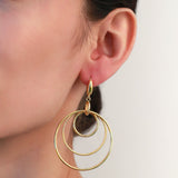 Ina Mar 14K Yellow Gold Three Row Big Circle Drop Earrings E12498K4Y